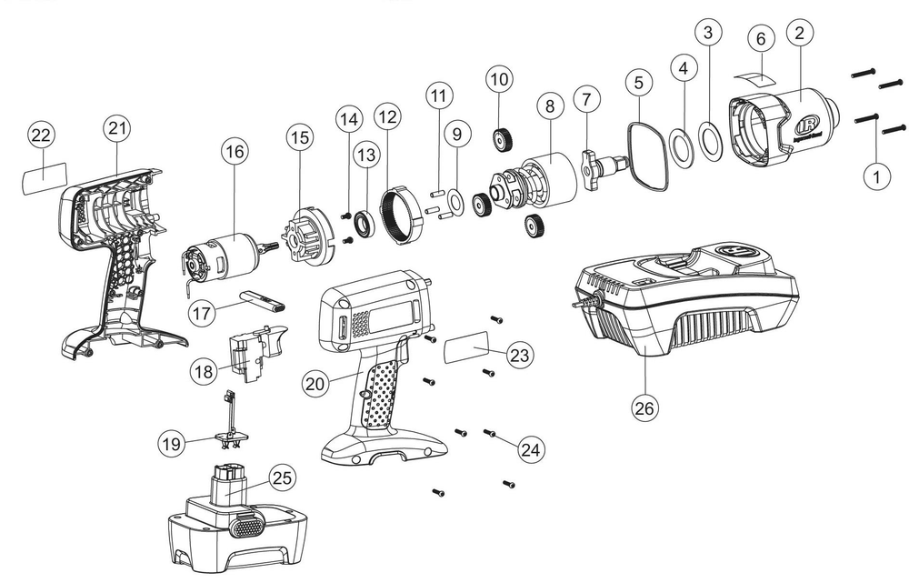 Diagram Diagram and Parts List for IR2530  Ingersoll Rand Wrench